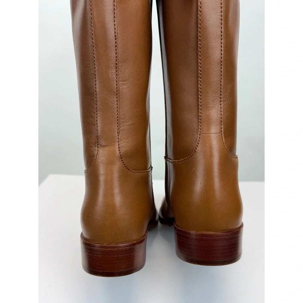 New Tory Burch Everly Strap Riding Boot Sierra Sz 7.5